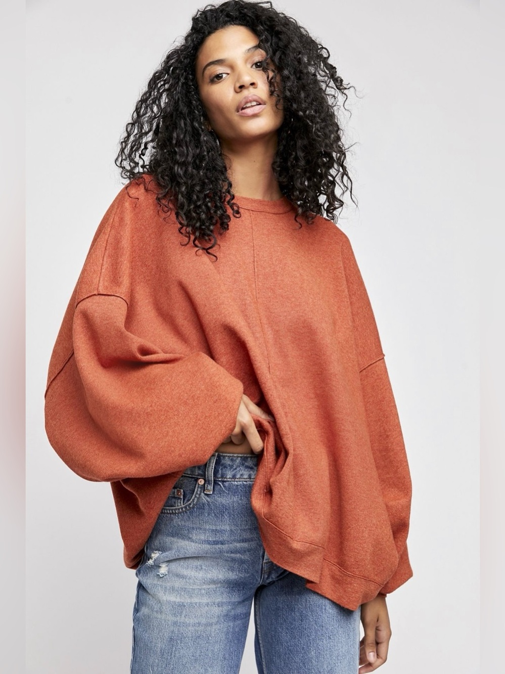 Free People Uptown Pullover Dolman Sweater in Salsa Bravo Size Medium